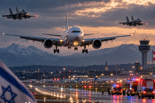 Austrian Airlines Airbus A320 विमान, जिसे बम की धमकी के बाद इजराइल से वियना के रास्ते बुल्गारिया के सोफिया में उतारा गया।