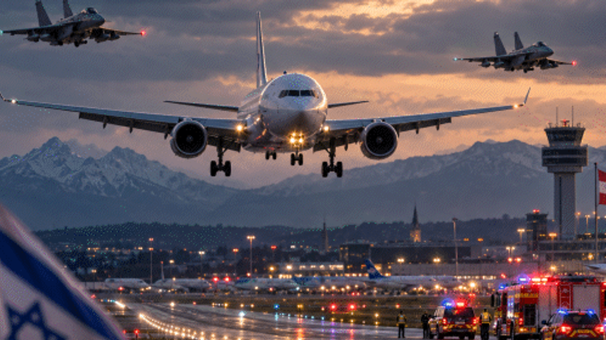 Austrian Airlines Airbus A320 विमान, जिसे बम की धमकी के बाद इजराइल से वियना के रास्ते बुल्गारिया के सोफिया में उतारा गया।