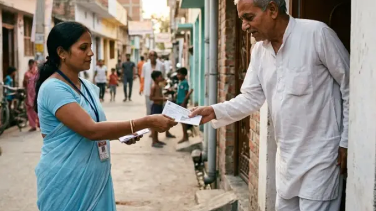 बांकीपुर विधानसभा उपचुनाव को लेकर मतदाता पर्ची वितरित करते BLO और मतदान की तैयारी करते चुनाव अधिकारी।