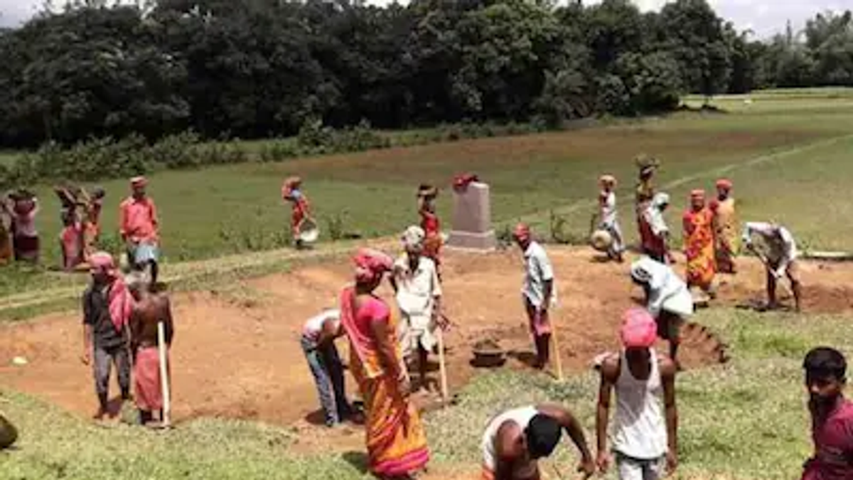 मनरेगा कार्यस्थल पर काम करते मजदूरों की प्रतीकात्मक तस्वीर, बिहार में 1 जुलाई 2026 से लागू होने वाली नई मनरेगा व्यवस्था से जुड़ी खबर।