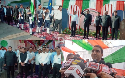 सूचना निदेशालय में 80वें स्वतंत्रता दिवस पर ध्वजारोहण करते सूचना निदेशक विशाल सिंह