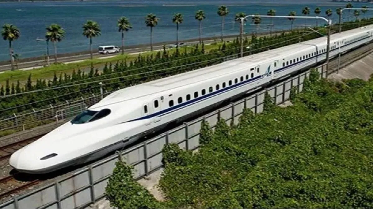 बिहार में प्रस्तावित 320 KM/H स्पीड वाली बुलेट ट्रेन और हाई-स्पीड रेल कॉरिडोर का सांकेतिक दृश्य।
