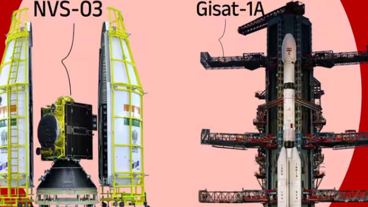श्रीहरिकोटा में लॉन्च के लिए तैयार ISRO के NVS-03 और GISAT-1A सैटेलाइट।