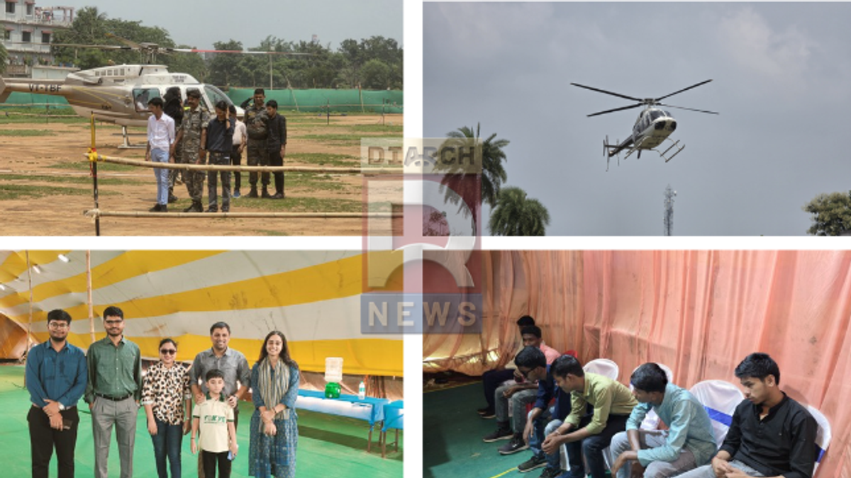 देवघर में हेलीकॉप्टर की सैर करते सरस कुंज के 25 दिव्यांग और विशेष बच्चे
