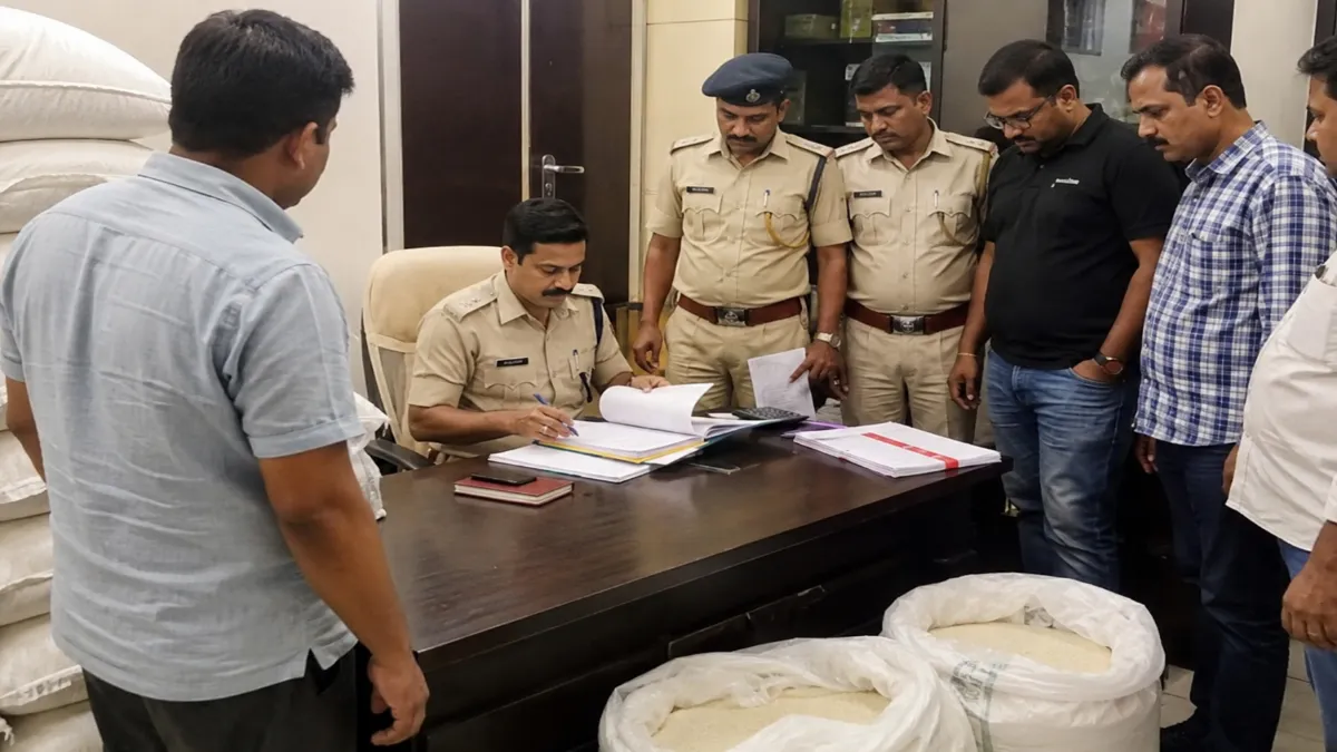 पटना के मौर्या कॉम्प्लेक्स में 3 करोड़ रुपये की चीनी आपूर्ति से जुड़े कथित धोखाधड़ी मामले की जांच करती कर्नाटक और पटना पुलिस।