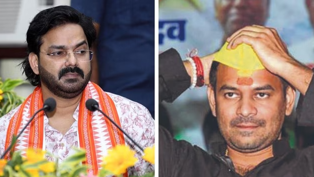 भोजपुरी बवाल शो की शूटिंग के बाद पत्रकारों से बातचीत करते तेजप्रताप यादव