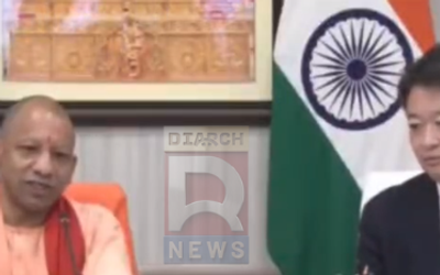 लखनऊ में जापान के यामानाशी गवर्नर के साथ बैठक करते मुख्यमंत्री योगी आदित्यनाथ