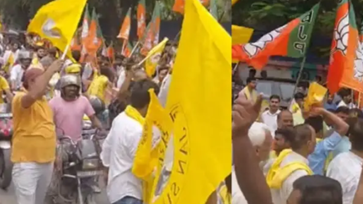 पटना में बांकीपुर उपचुनाव के नामांकन के दौरान BJP और जन सुराज के कार्यकर्ताओं का शक्ति प्रदर्शन।