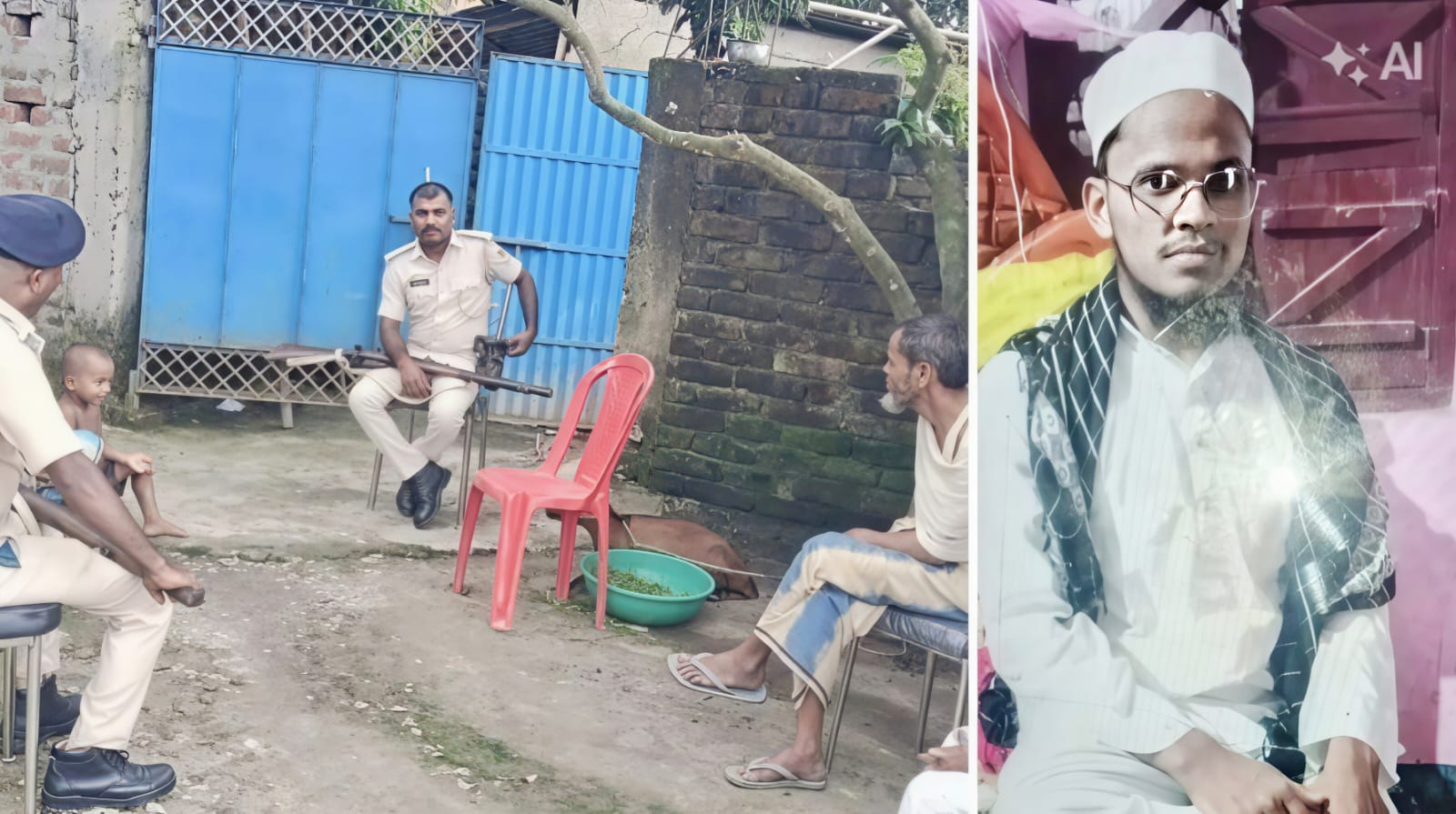 पूर्णिया के मीरगंज गांव में मोहम्मद जफर के घर जांच करती पुलिस और सुरक्षा एजेंसियों की प्रतीकात्मक तस्वीर।