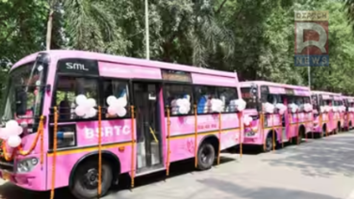 पटना से हुलासगंज जाने वाली AC पिंक बस और मसौढ़ी-जहानाबाद रूट का प्रतीकात्मक दृश्य।