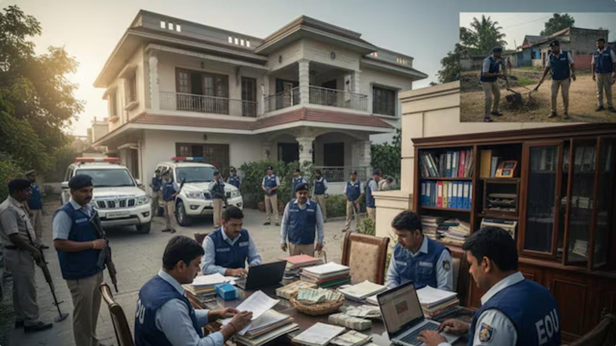 बिहार में आर्थिक अपराध इकाई (EOU) की टीम आय से अधिक संपत्ति मामले में एक्साइज इंस्पेक्टर के ठिकानों पर छापेमारी करती हुई।
