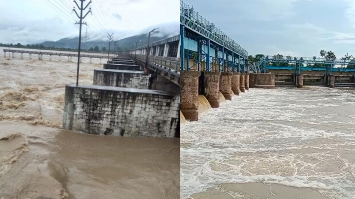 नेपाल में बाढ़ के बाद महराजगंज में नारायणी नदी के जलस्तर की निगरानी करते प्रशासनिक अधिकारी और तैनात बचाव दल।