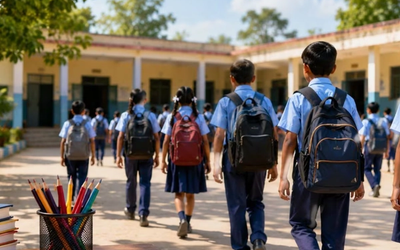 बिहार के सरकारी स्कूल में शिक्षक और छात्र, नई स्कूल टाइमिंग और ऑनलाइन हाजिरी व्यवस्था