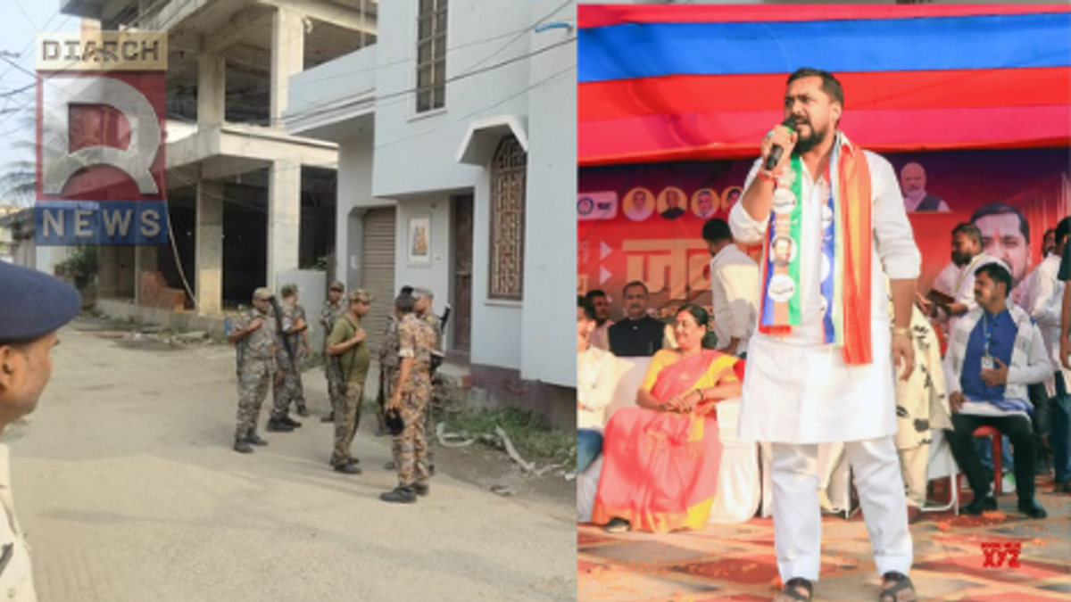 मुजफ्फरपुर में विधायक अमित कुमार रानू के आवास पर पुलिस की तलाशी का दृश्य