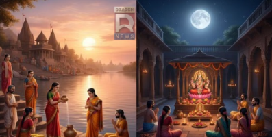 भाद्रपद पूर्णिमा 2026 पर चंद्र देव की पूजा और अर्घ्य देते हुए श्रद्धालु