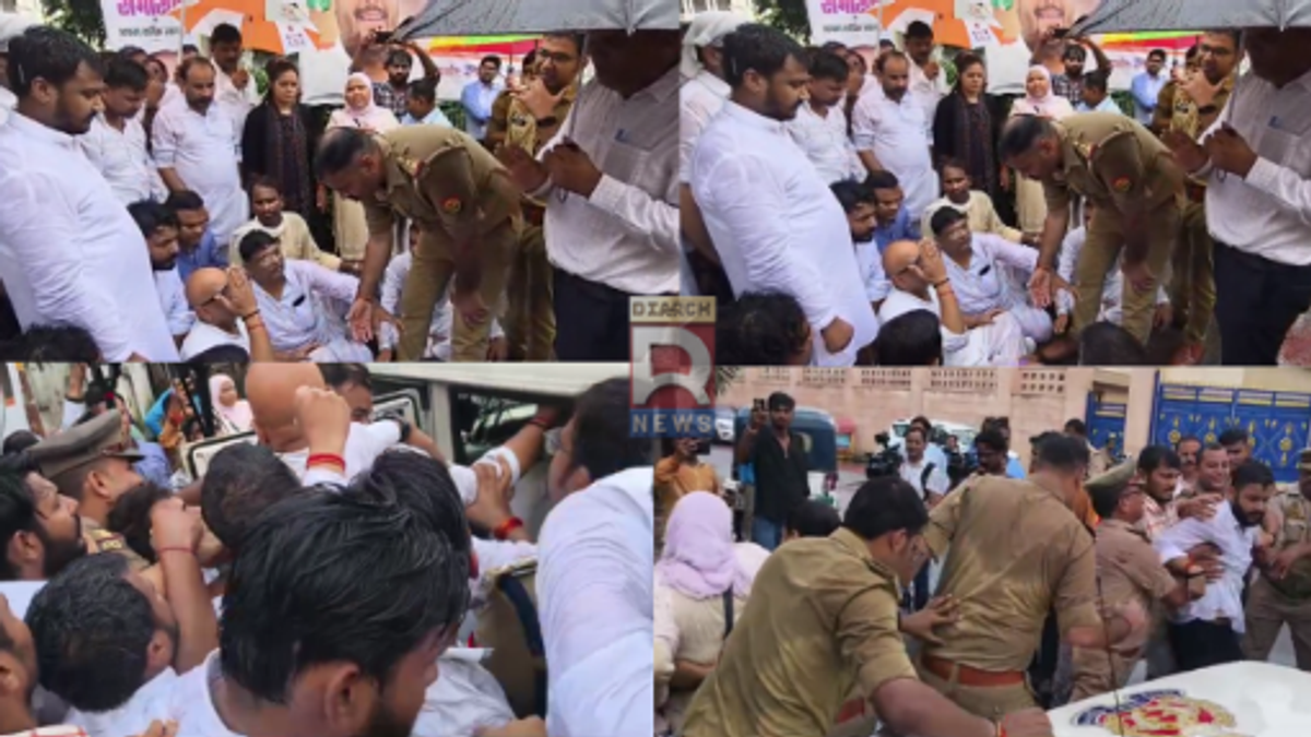 लखनऊ में सहारनपुर जाने से रोके गए कांग्रेस प्रदेश अध्यक्ष अजय राय का प्रतीकात्मक दृश्य।