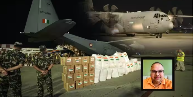 नेपाल बाढ़ में भारत की राहत सामग्री लेकर पहुंचा C-17 विमान