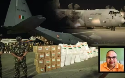 नेपाल बाढ़ में भारत की राहत सामग्री लेकर पहुंचा C-17 विमान