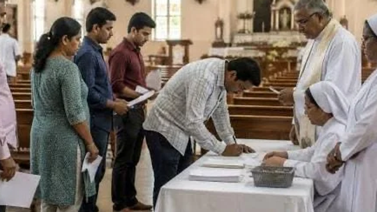 महाराष्ट्र में धर्मांतरण रोधी कानून के बाद चर्च में सहमति पत्र लेते पादरी
