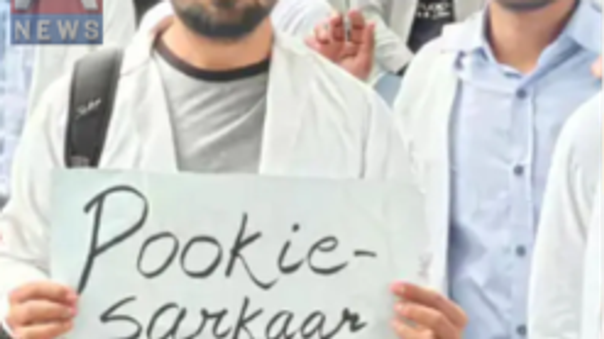 लखनऊ में बारिश के बीच स्टाइपेंड बढ़ाने की मांग को लेकर प्रदर्शन करते आयुष छात्र।