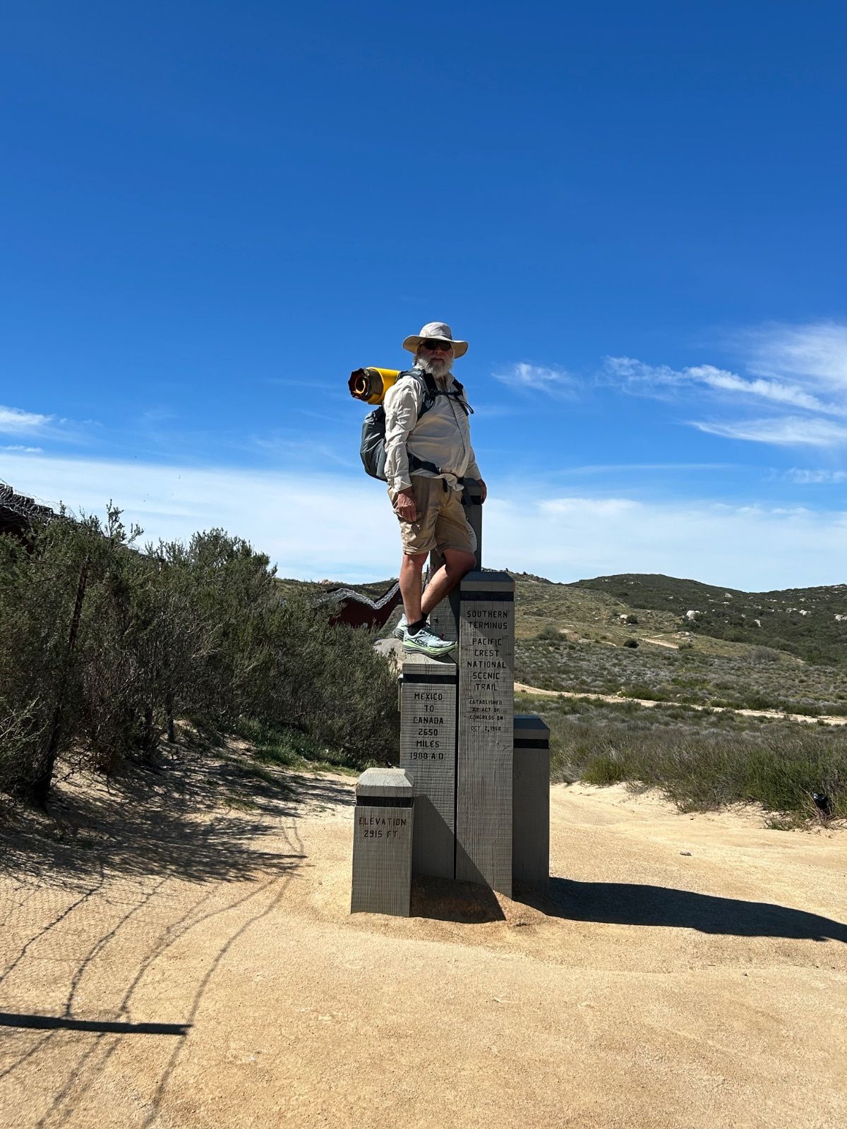 John Kristofzski at the southern terminus of the Pacific Crest Trail on March 13. Credit: John Kristofzski.