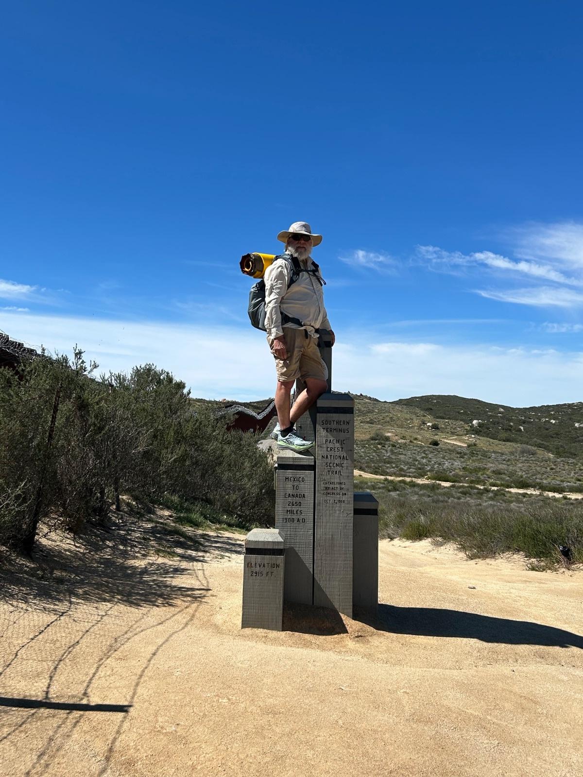 John Kristofzski at the southern terminus of the Pacific Crest Trail on March 13. Credit: John Kristofzski.
