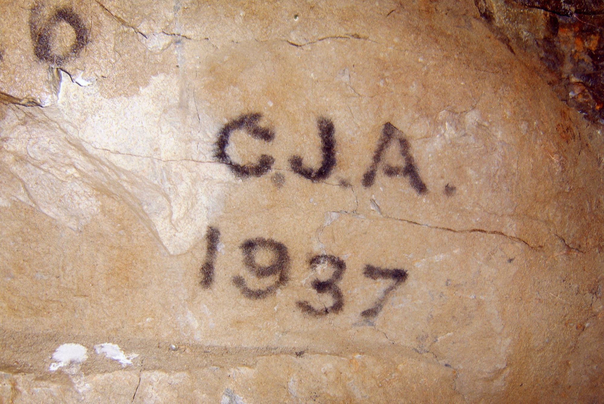 Underground at the Colorado Mine in the Alleghany District. Charlie Ayers was a mining engineer at this mine in the 1930s. Just as they are today, initials were the most common thing drawn. Photo by geologist Raymond Witkkopp 2006.