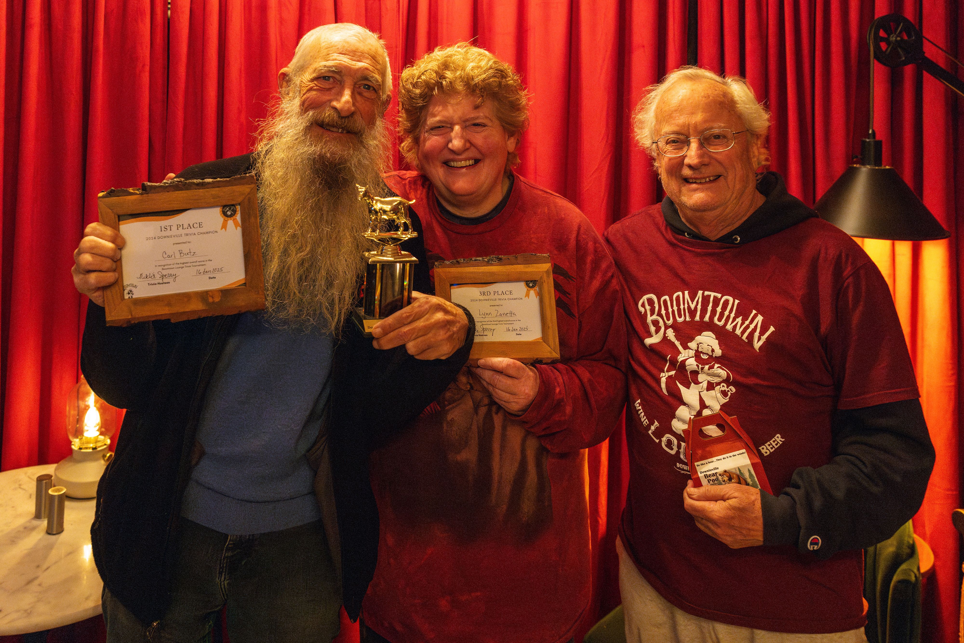 Left to right: Carl J. Butz (1st place), Lynn Zanetta (3rd place), and Tim Alexander (4th place).
