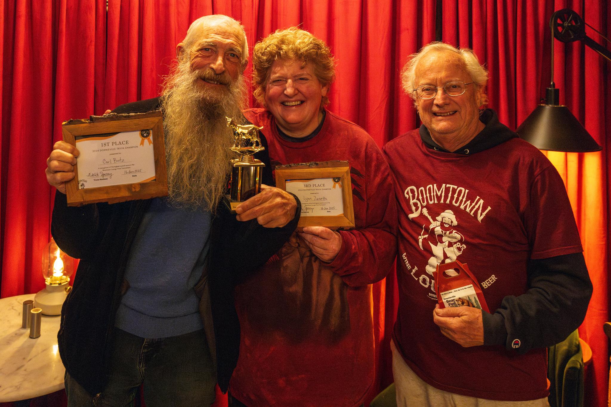 Left to right: Carl J. Butz (1st place), Lynn Zanetta (3rd place), and Tim Alexander (4th place).