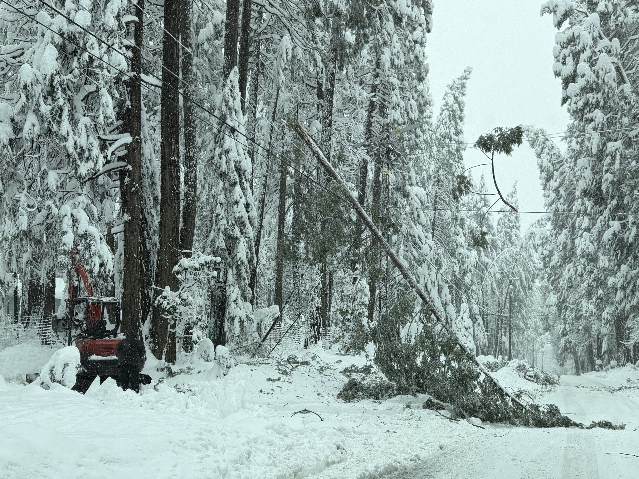 Outages from damage to power infrastructure persist in parts of Sierra and Nevada Counties. Credit: California Governor’s Office of Emergency Services.