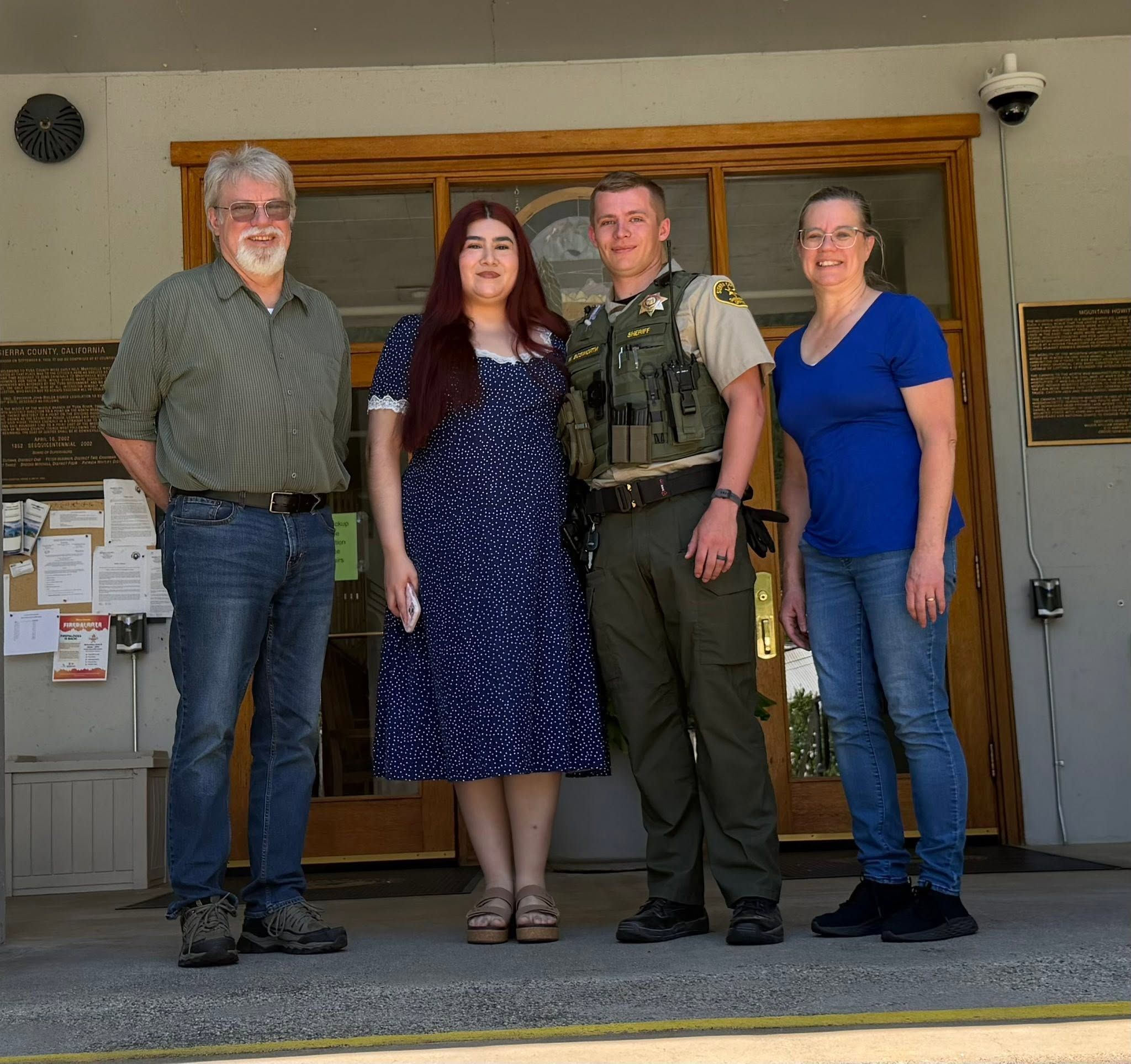 Deputy Bosworth with family at the Downieville Courthouse.
