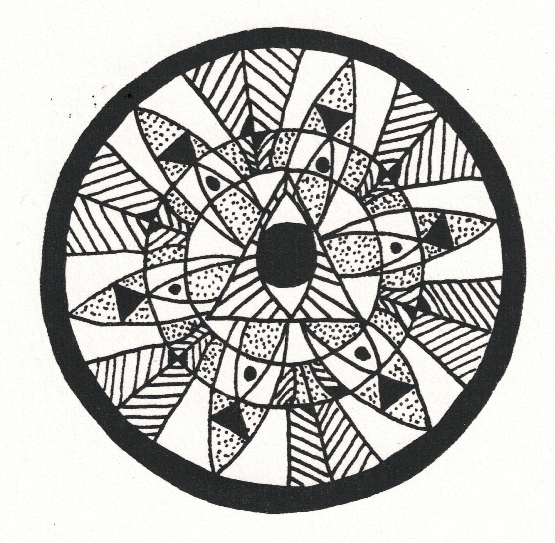 Pen and ink by Rae Bell, 1995.