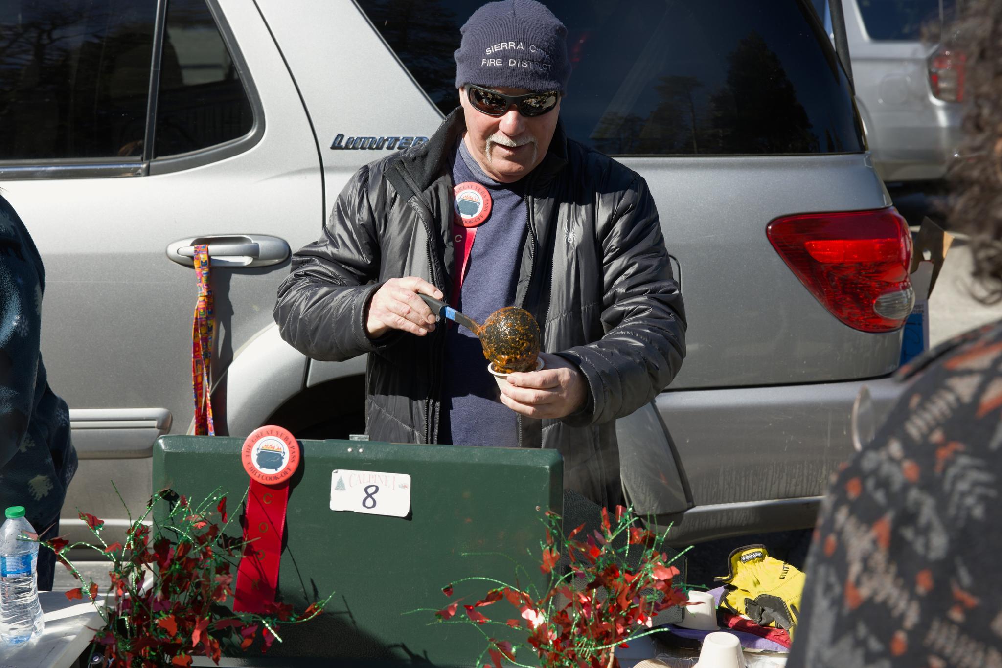 Chris Campbell serves 4th-place “Campbell Soup Chili.”