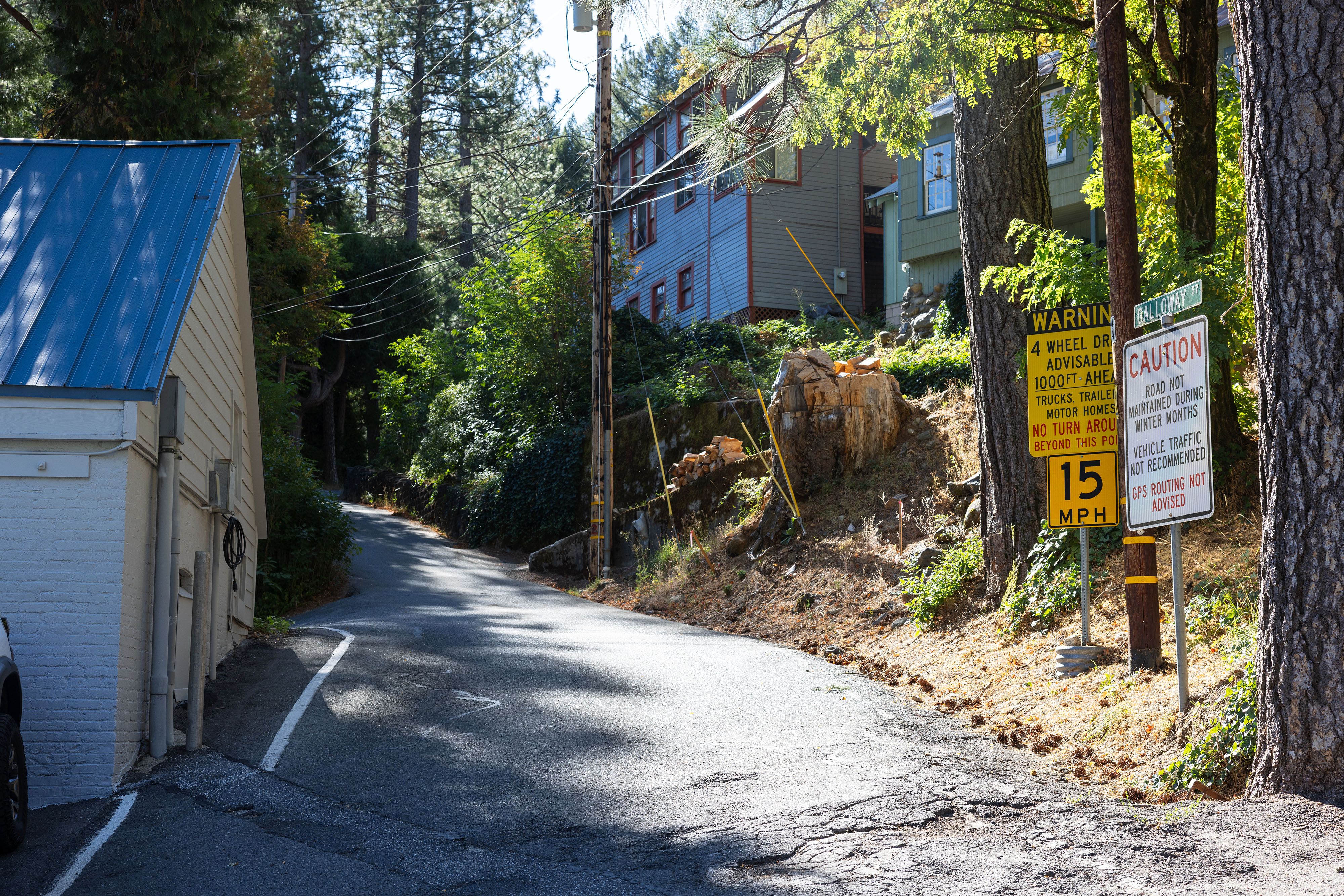 Galloway is a densely wooded and sparsely populated street connecting Downieville with the Pliocene Ridge.