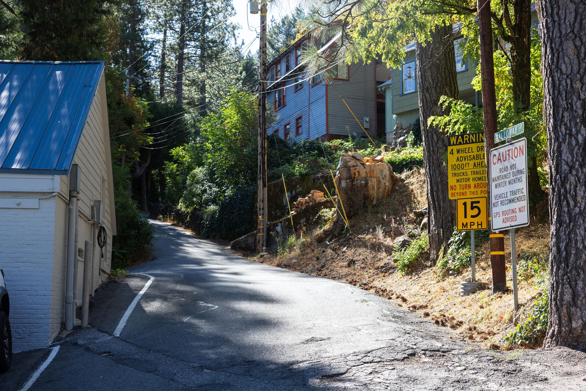 Galloway is a densely wooded and sparsely populated street connecting Downieville with the Pliocene Ridge.