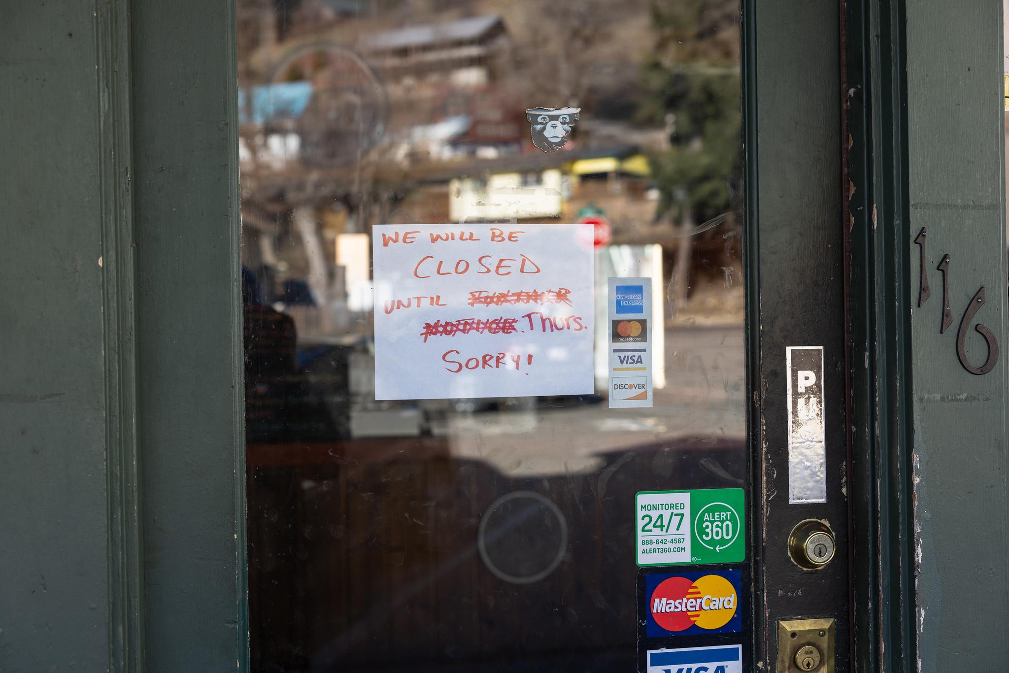 The sign on Two Rivers’ door on Wednesday morning