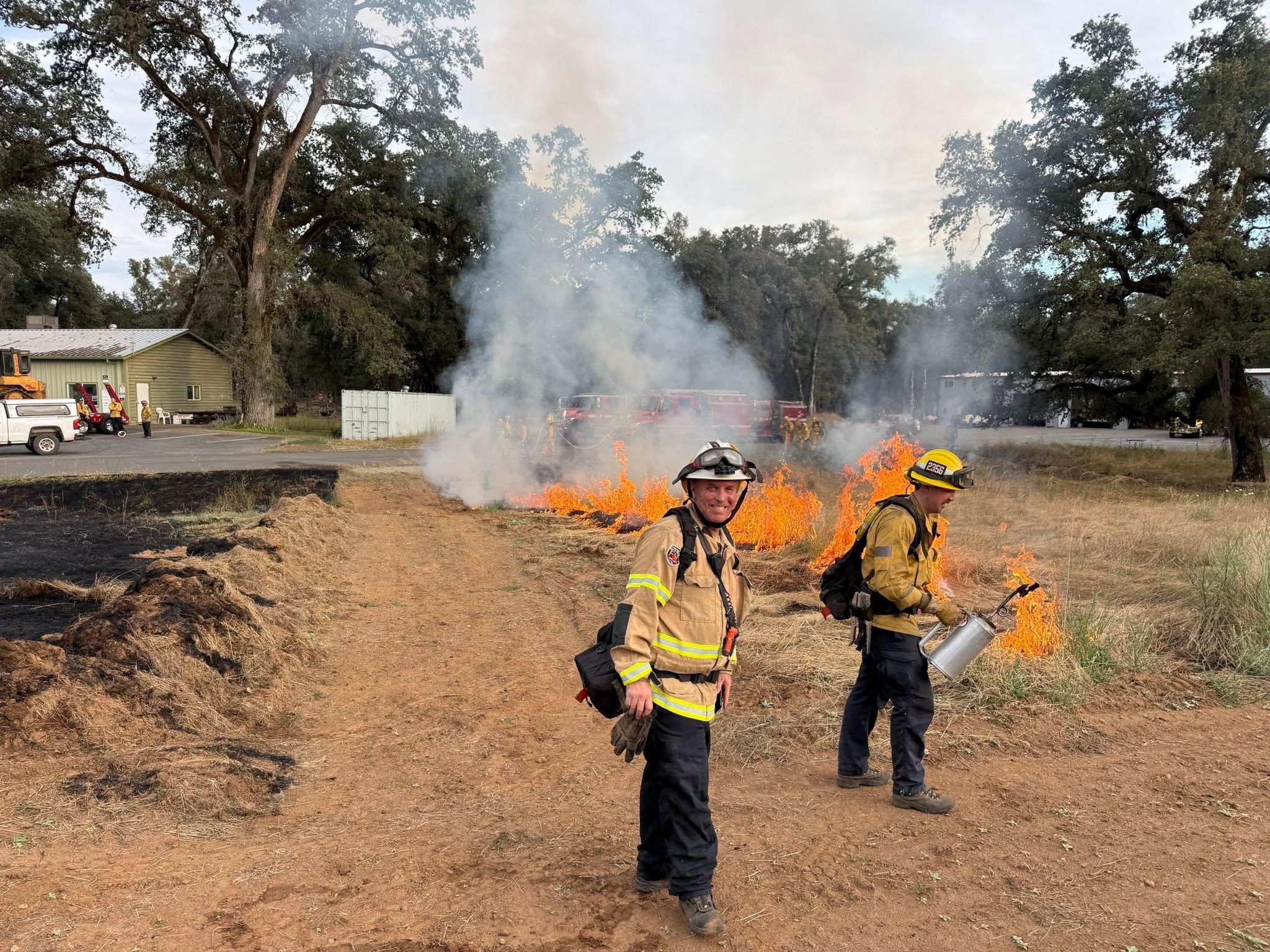 Firefighters during the live fire training. Credit: Dobbins - Oregon House Fire Department / Facebook.