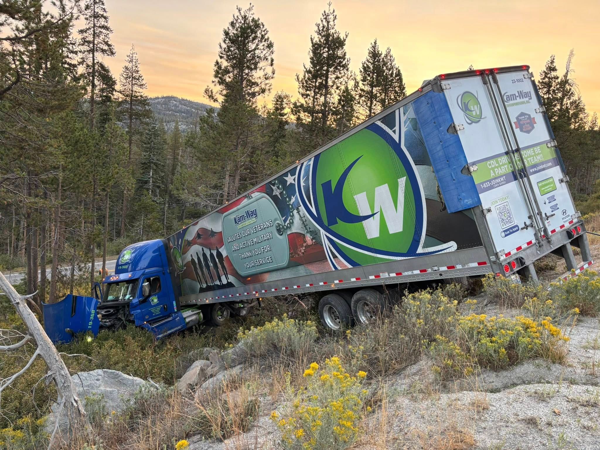 A picture of the crash was shared earlier this morning by California Highway Patrol – Truckee.