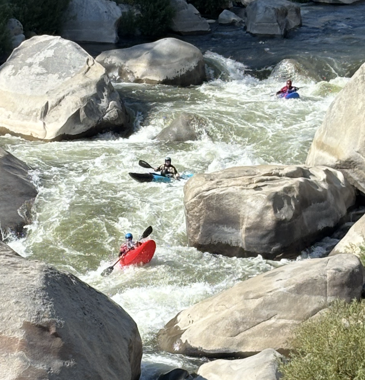 Kayakers in Rock Creek Reach, part of the North Fork of the Yuba River. Credit: PG&E.