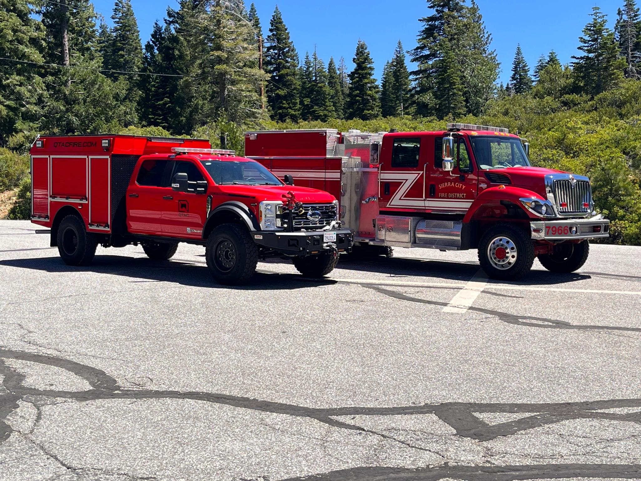 A demo unit of the new engine in front of Sierra City Fire’s current engine.