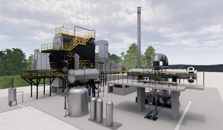 A graphic rendering of a similar biomass facility. Image by Yuba Water Agency.