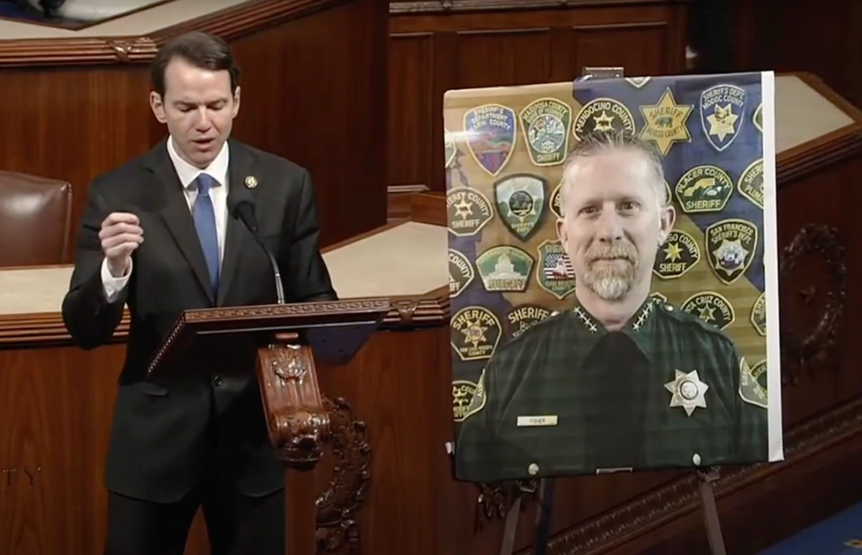 Congressman Kevin Kiley recognizes Sierra County Sheriff Mike Fisher on US House floor.