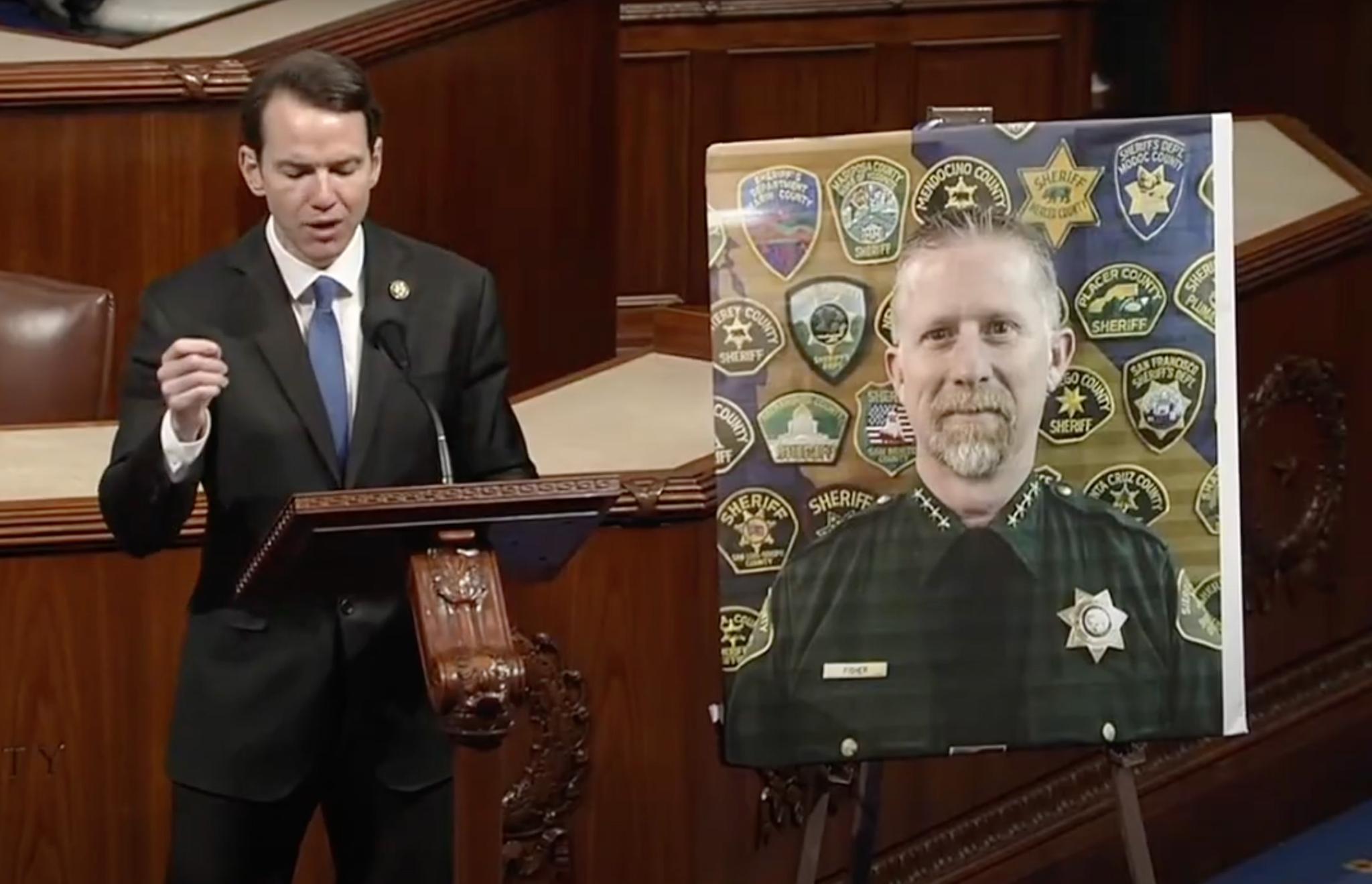 Congressman Kevin Kiley recognizes Sierra County Sheriff Mike Fisher on US House floor.