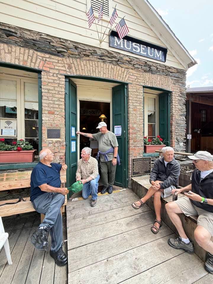 Downieville High School graduates catch up with each other outside the Downieville Museum. Photo by Don Yegge.