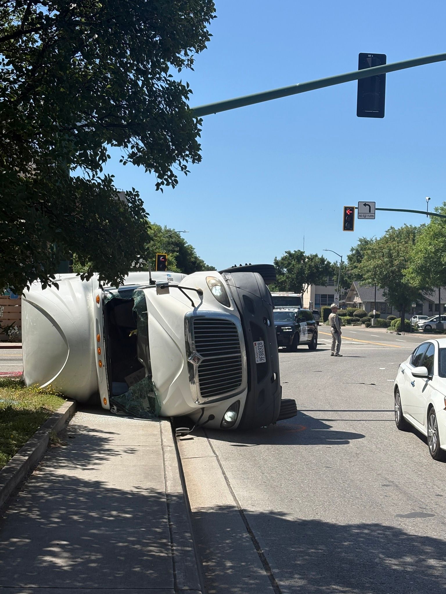 Semi-Truck Overturns in Central Marysville