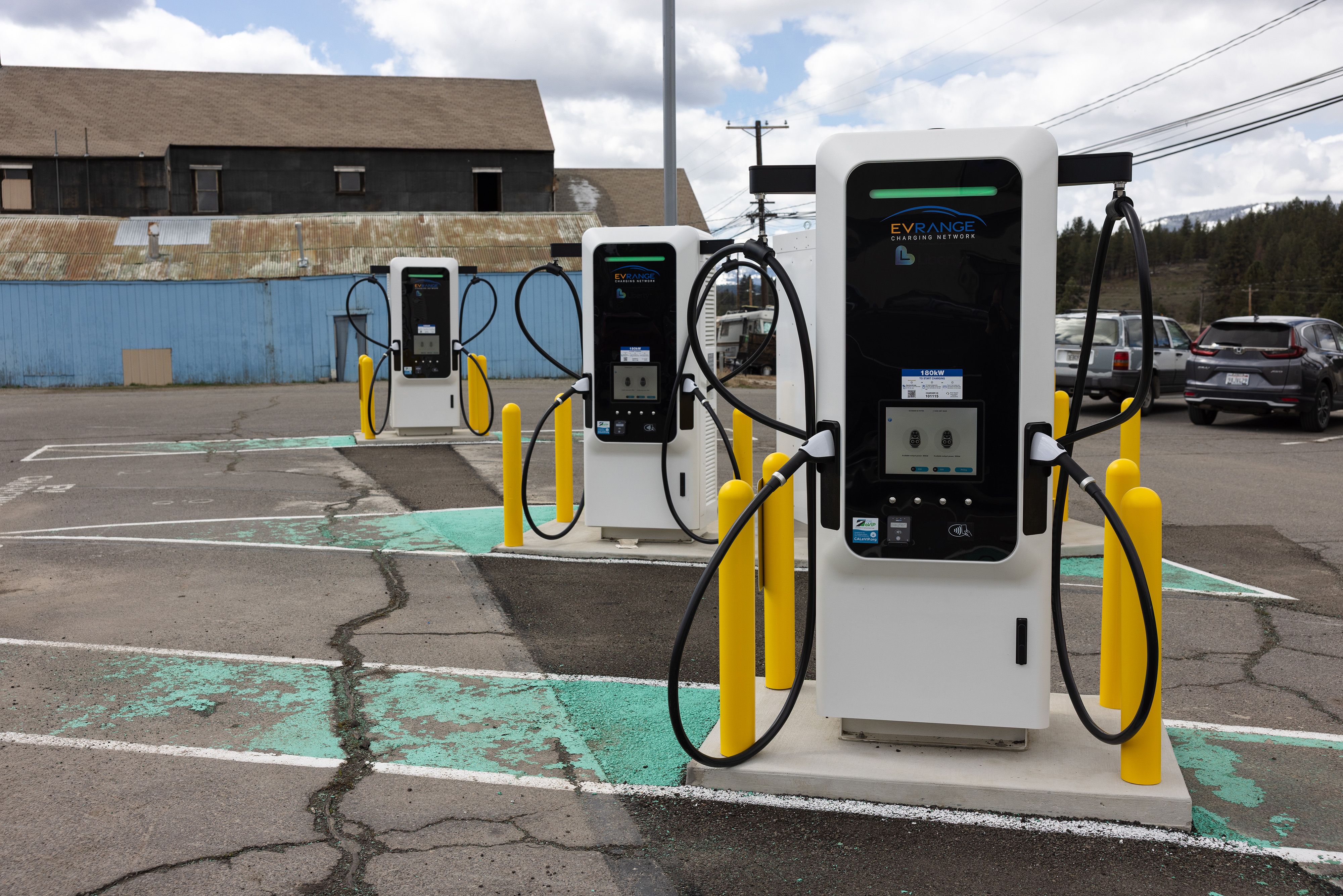 Fast electric vehicle chargers were installed in the Caboose Park parking lot earlier this year.