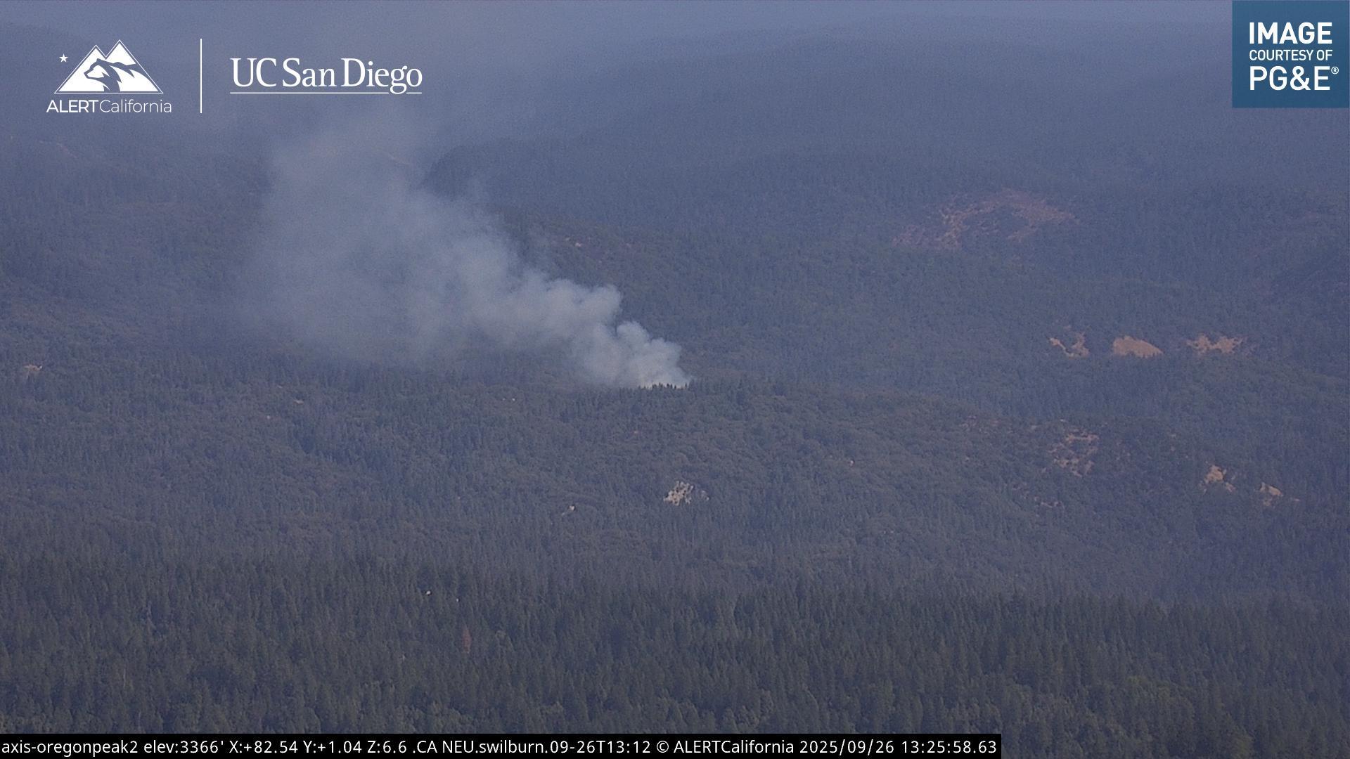 Smoke form the Oregon Fire was visible on ALERTCalifornia cameras at Oregon Peak.
