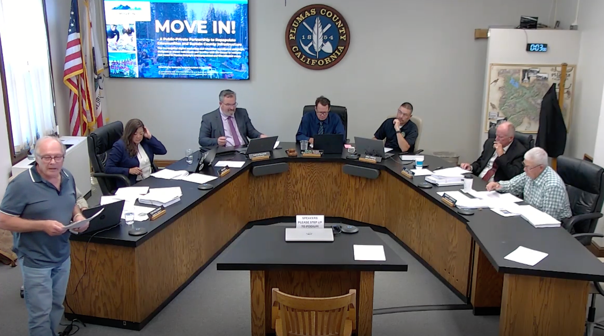 Plumas County Supervisors hear a “Move In!” presentation.
