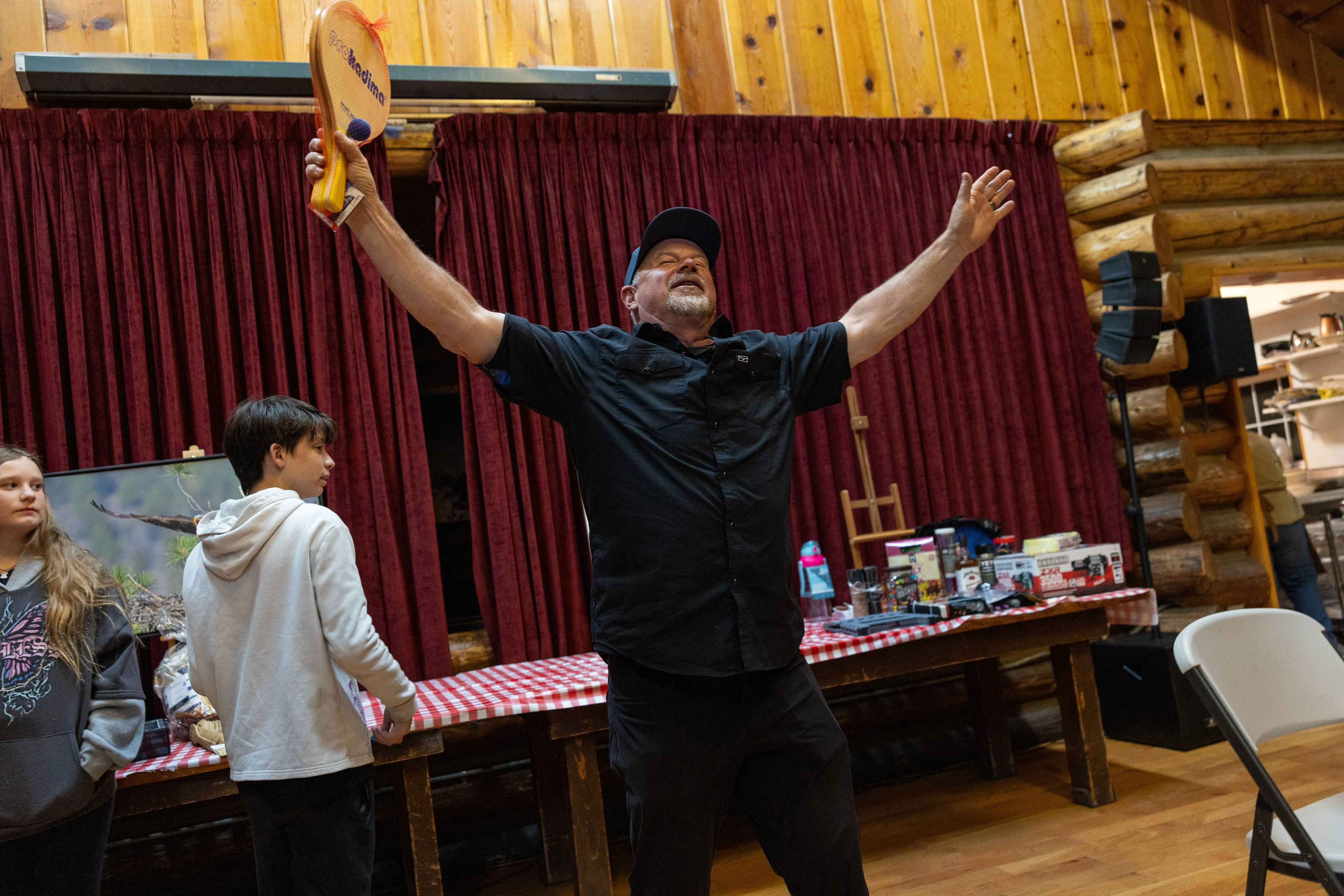 Elation at the winning of a raffle prize