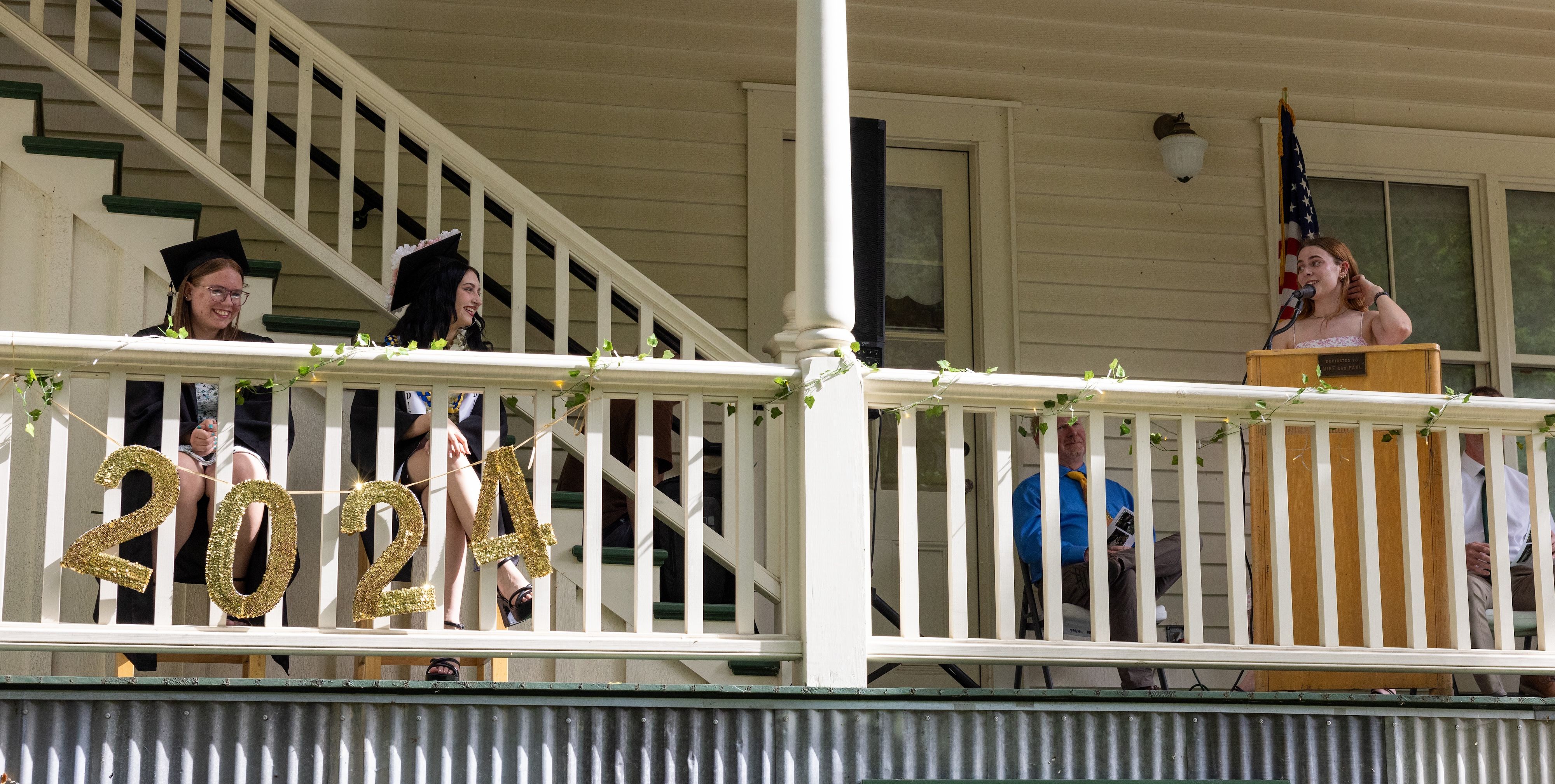 Mia Martinelli addresses the graduates in a guest speech